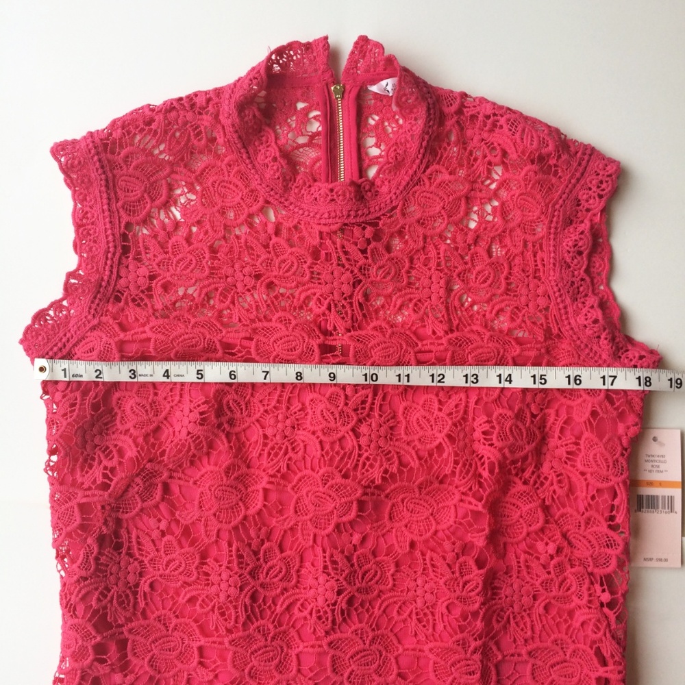 Nanette Lepore Sleeveless Lace Top Bright Pink NWT - Picture 5 of 7